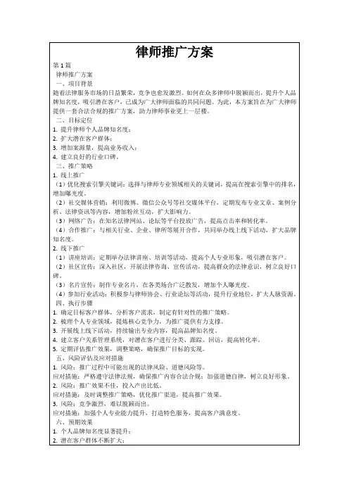 律师推广方案