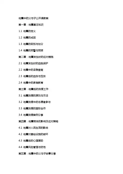 地震中的父与子公开课教案