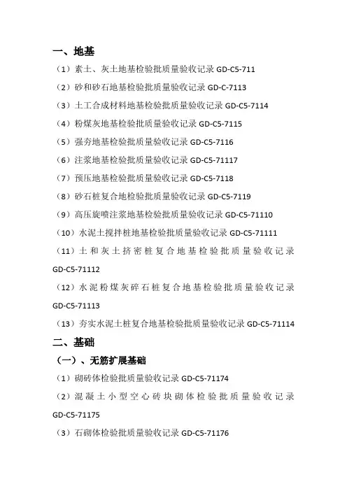 房建地基与基础全部检验批