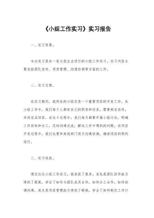 《小组工作实习》实习报告
