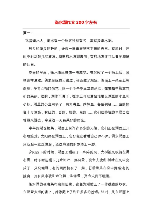 衡水湖作文200字左右