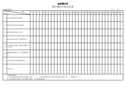 耐压测试点检记录表