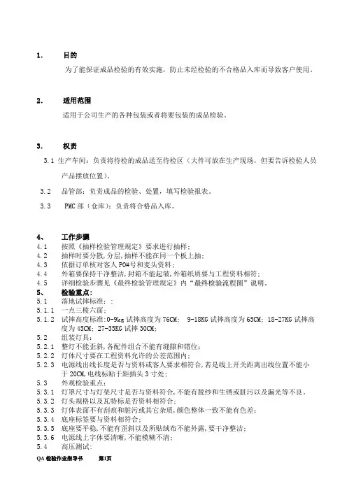 QA检验作业指导书