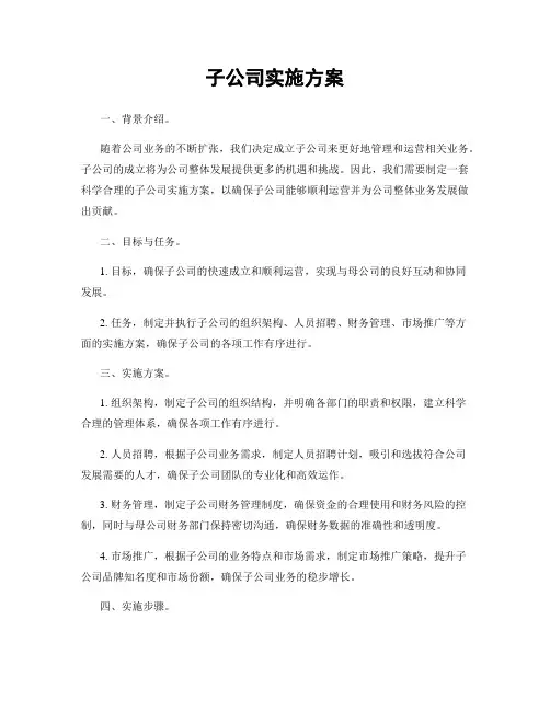 子公司实施方案