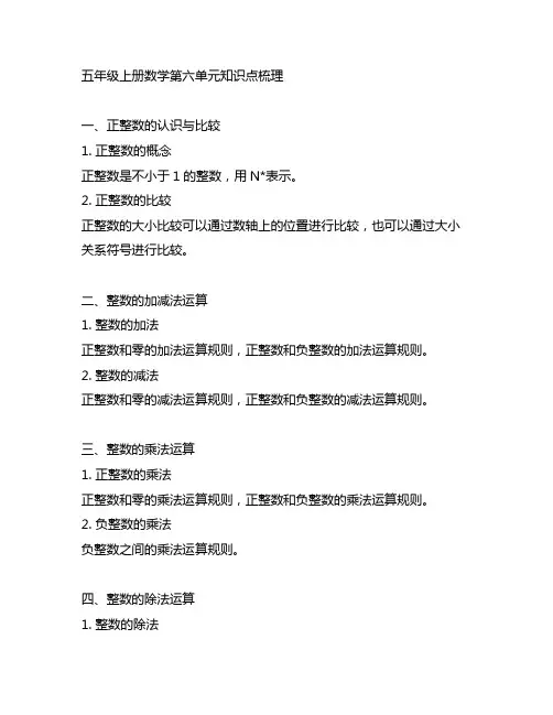 五年级上册数学第六单元知识点梳理