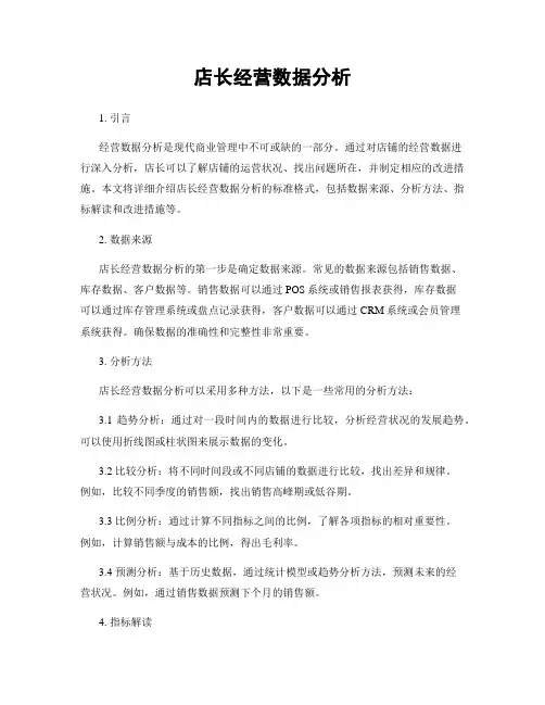 店长经营数据分析