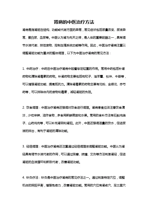 肾病的中医治疗方法