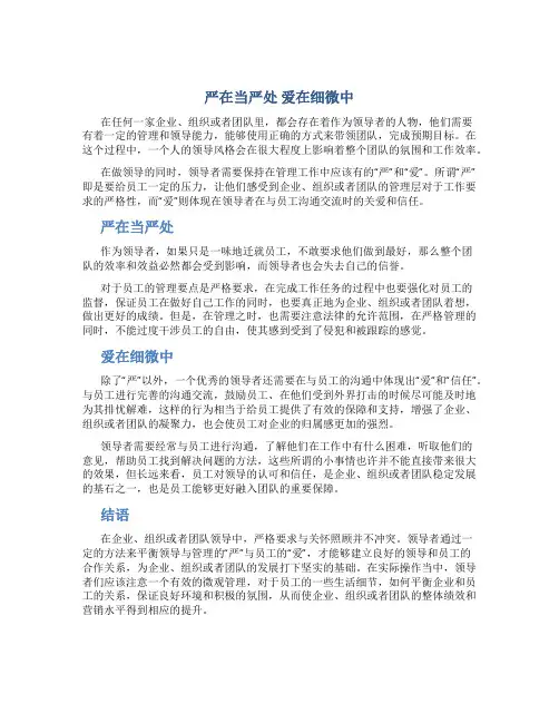 严在当严处 爱在细微中