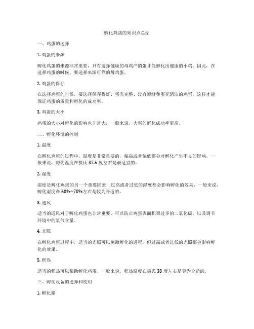 孵化鸡蛋的知识点总结