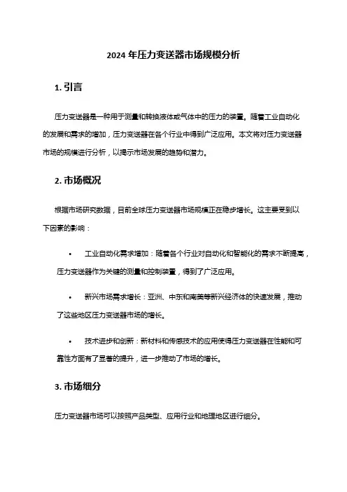2024年压力变送器市场规模分析
