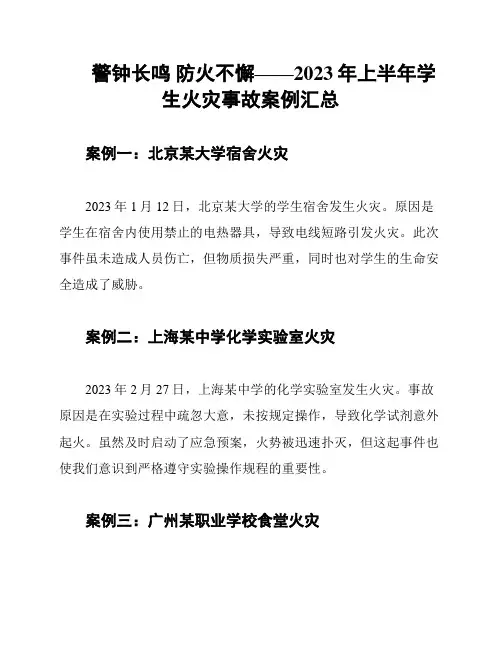 警钟长鸣 防火不懈——2023年上半年学生火灾事故案例汇总