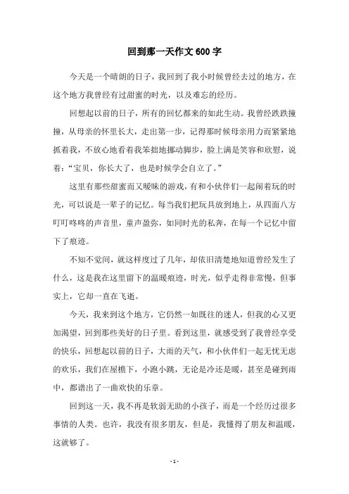 回到那一天作文600字