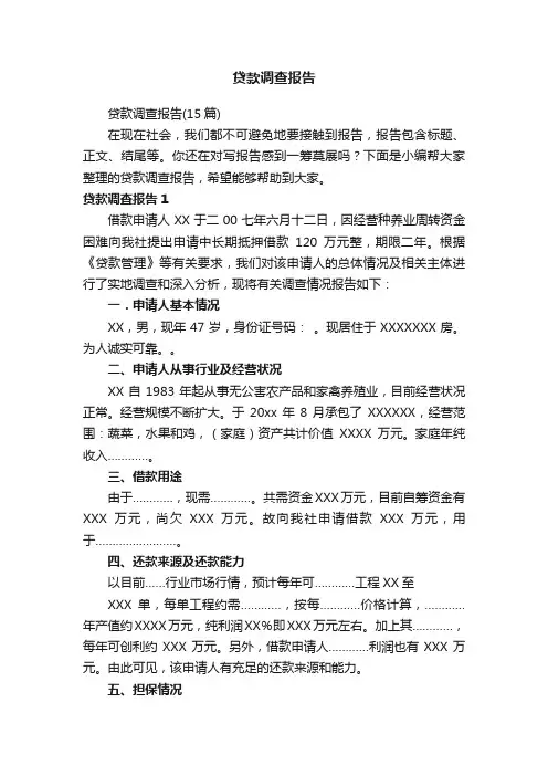 贷款调查报告