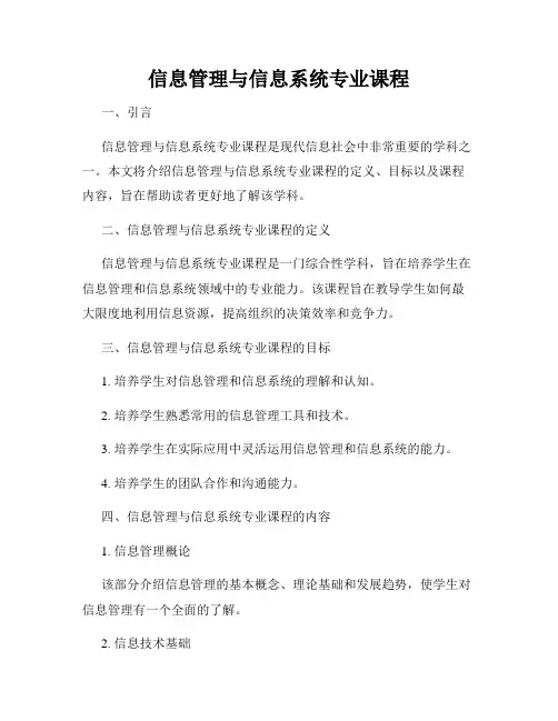 信息管理与信息系统专业课程
