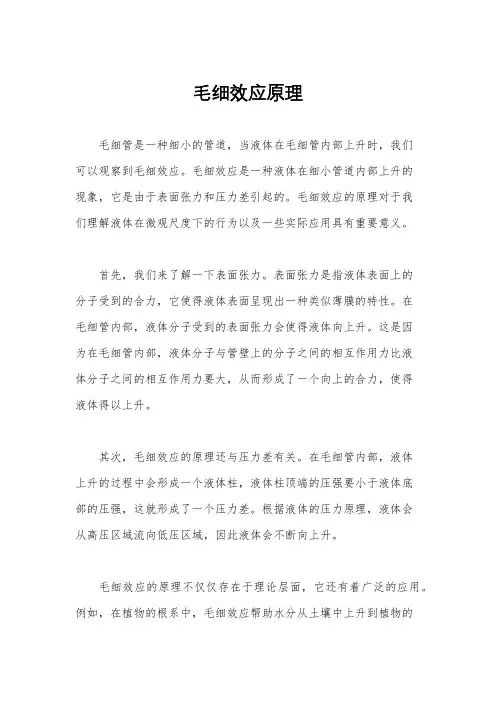 毛细效应原理