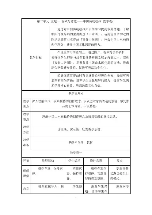 程式与意蕴——中国传统绘画+教学设计高中美术人美版(2019)美术鉴赏