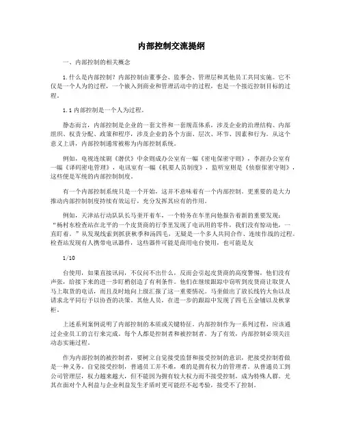 内部控制交流提纲