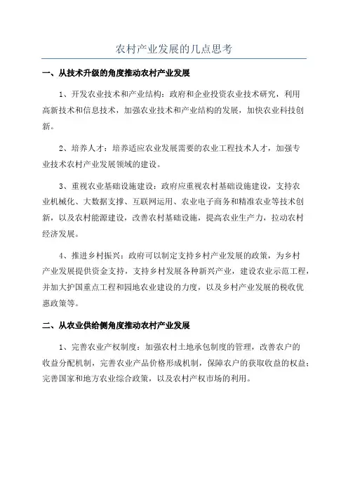 农村产业发展的几点思考