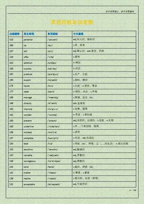 四级单词考频