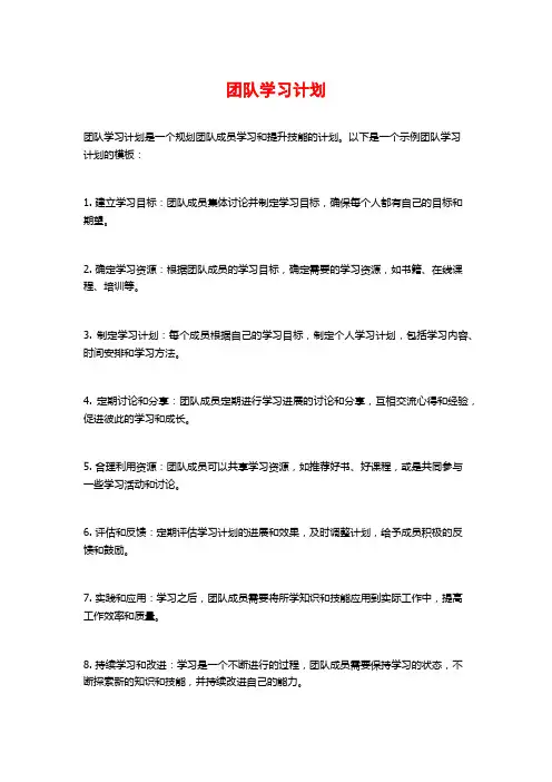 团队学习计划