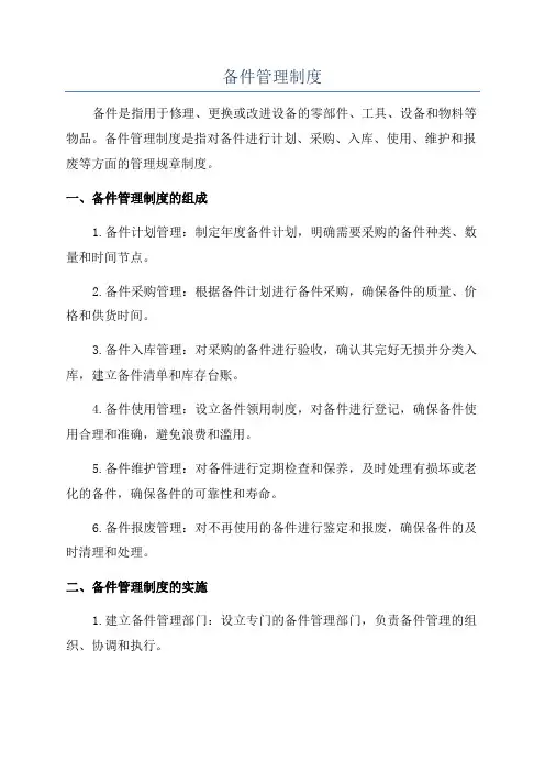 备件管理制度
