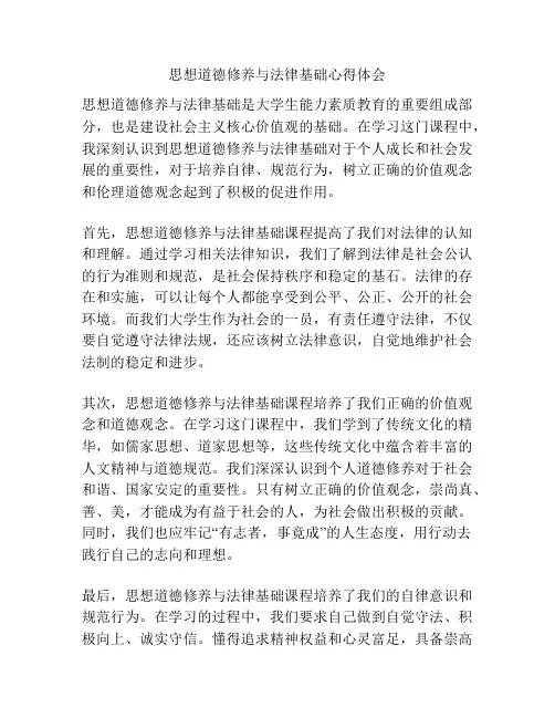 思想道德修养与法律基础心得体会