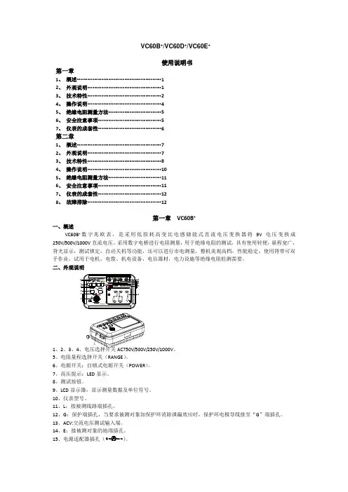 VC60B+绝缘电阻测试仪说明书