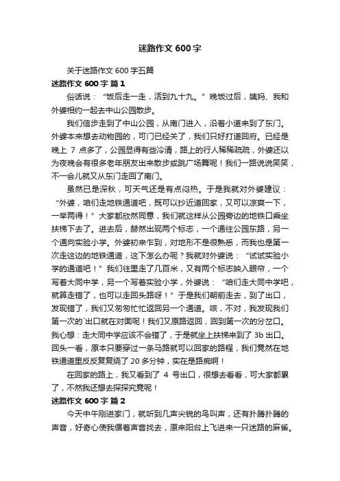 关于迷路作文600字五篇