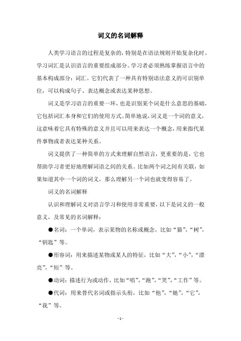词义的名词解释