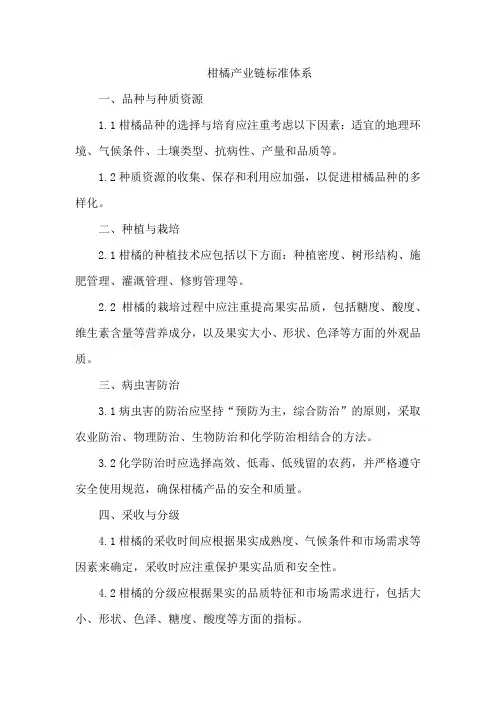 柑橘产业链标准体系