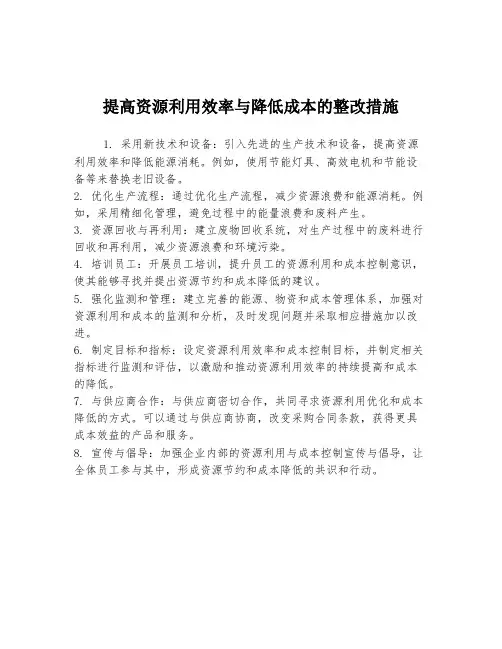 提高资源利用效率与降低成本的整改措施