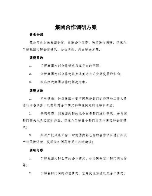 集团合作调研方案
