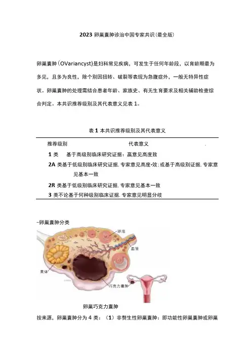 2022卵巢囊肿诊治中国专家共识(最全版)