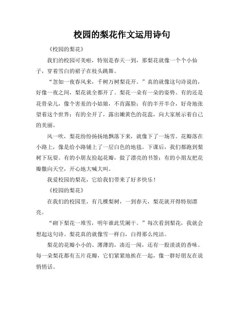 校园的梨花作文运用诗句