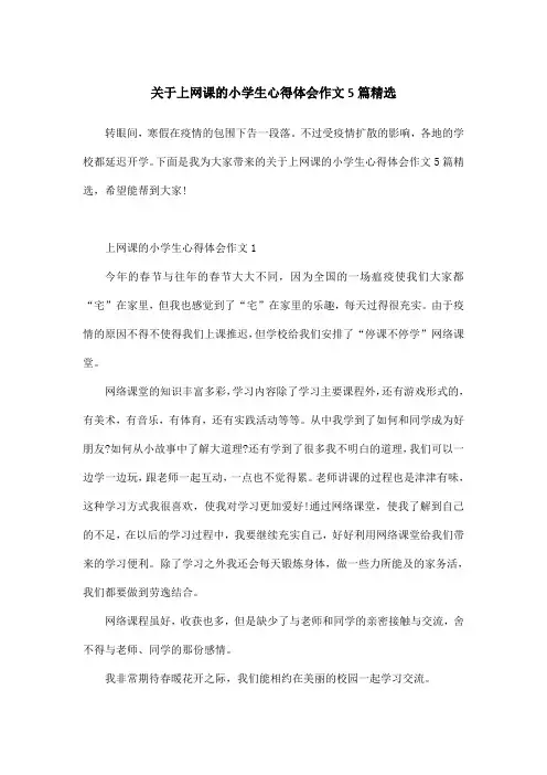关于上网课的小学生心得体会作文5篇精选