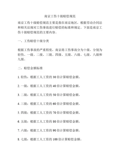 南京工伤十级赔偿规范