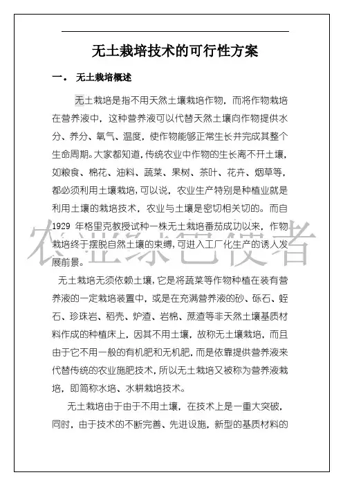 无土栽培技术的可行性方案【范本模板】