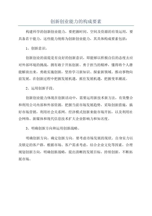 创新创业能力的构成要素