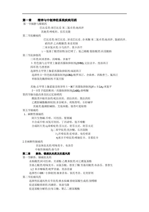 药学专业知识(二)各系统药物大汇总
