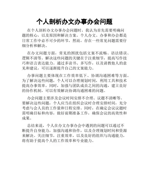 个人剖析办文办事办会问题