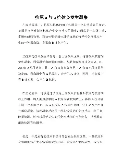 抗原a与a抗体会发生凝集