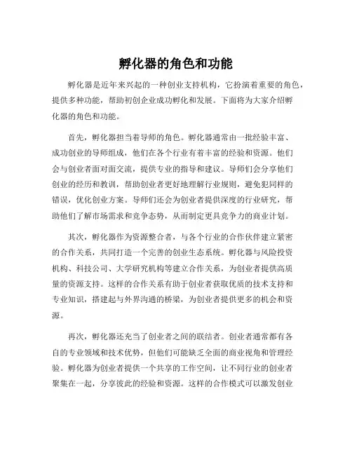 孵化器的角色和功能