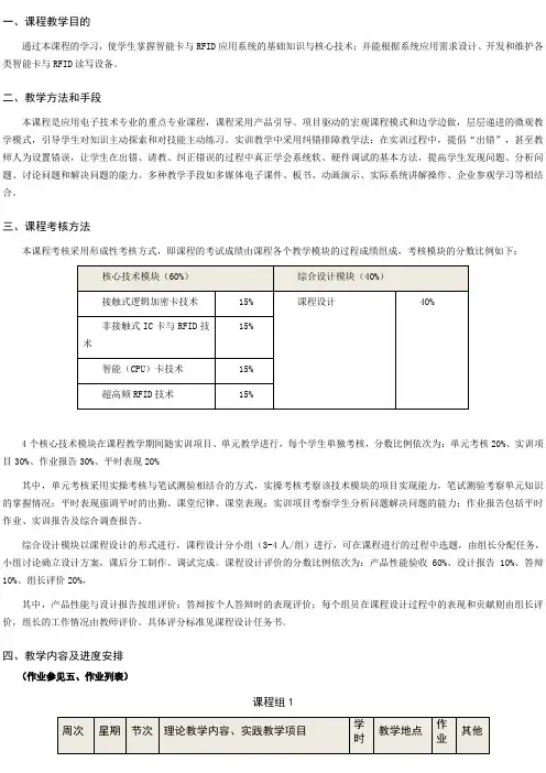 《智能卡技术》教学日历