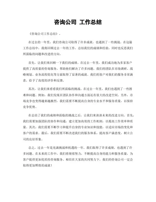 咨询公司 工作总结