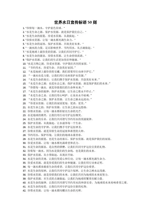 世界水日宣传标语50则
