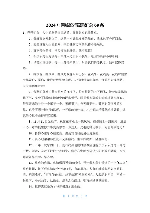2024年网络流行语录汇总69条