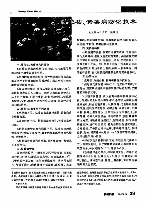 棉花枯、黄萎病防治技术