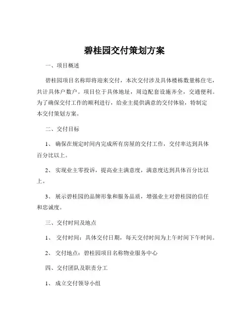 碧桂园交付策划方案