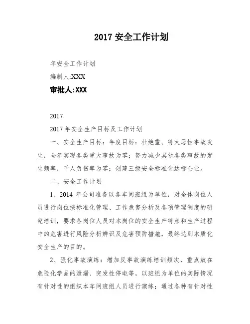 2017安全工作计划