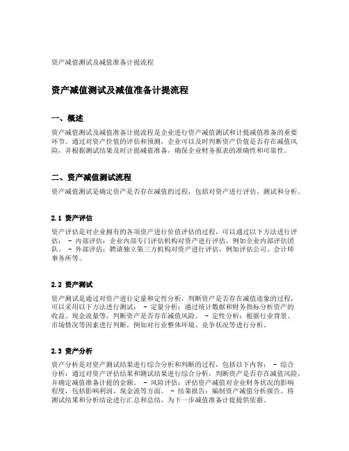资产减值测试及减值准备计提流程